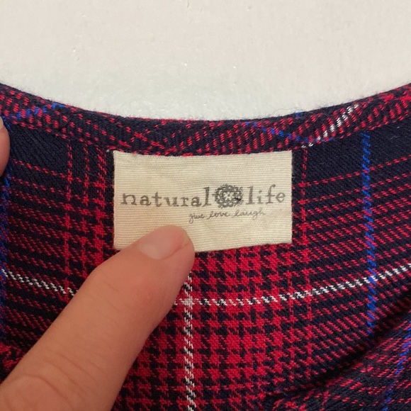 Natural Life flannel, lace up, 3/4 sleeve, unfinished hem, size large - Picture 3 of 7